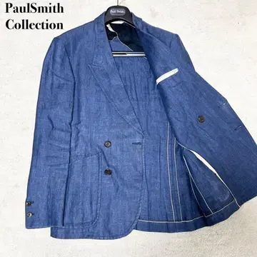 레어 폴스미스 컬렉션 린넨 테일러드 자켓 헤링본 데님