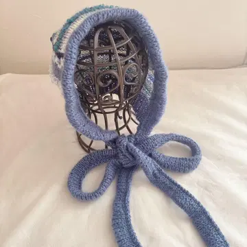 [ 핸드메이드 ] 장미 보닛 블루 계열 비니 니트 모자 니트 모자