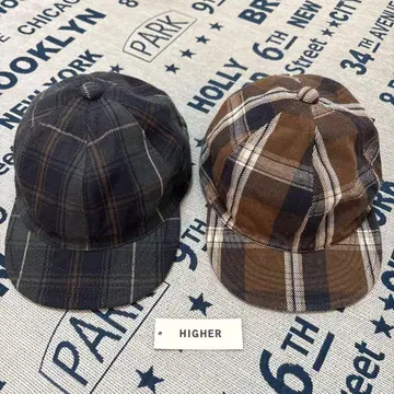 새상품급 HIGHER 체크 무늬 야구 모자 2세트