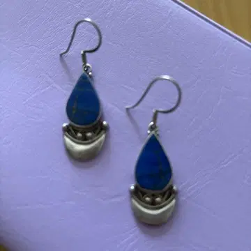 천연 라피스 라줄리 실버 귀걸이 (925 각인)