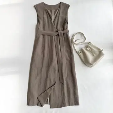 어반 리서치 3WAY V넥 베스트 원피스 롱 카키