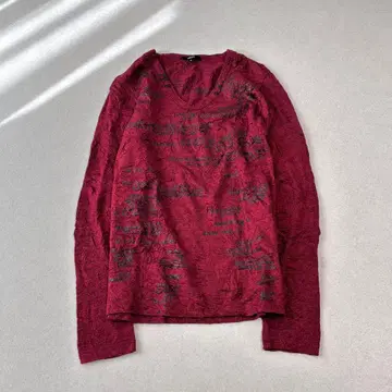 00s y2k shellac 영문 프린트 주름 가공 긴팔 티셔츠 S