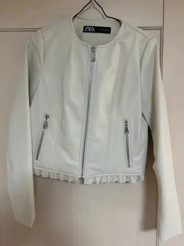 ZARA 아이보리 페이크 가죽 자켓 EUR S