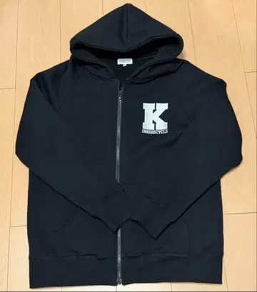 기나시 사이클 두꺼운 지퍼 후드티 블랙 사이즈 XL