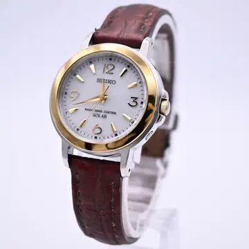 SEIKO 3B51-0AP0 여성용 손목시계 가죽 벨트 작동품