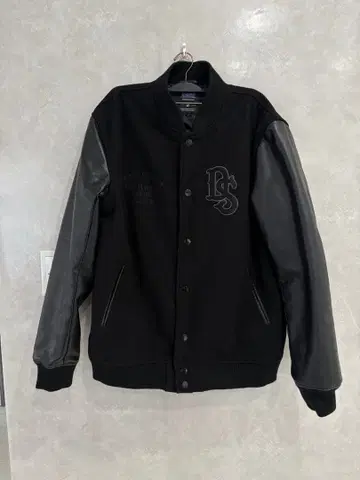 더블 스틸 바시티 자켓 블랙