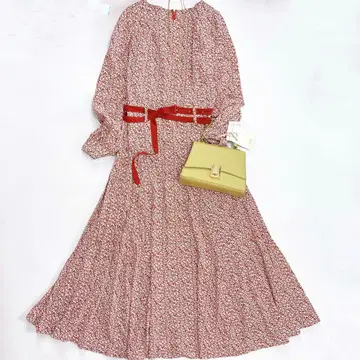 택 포함 새상품 에이미 이스트 월 리틀 플라워 벨트 원피스 롱 S