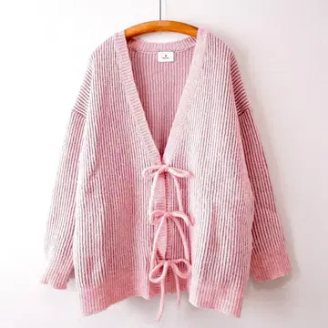 새상품급 메리제니 V넥 리본 오버 사이즈 가디건 빅 루즈