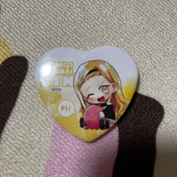 타코피의 원죄 하트형 캔뱃지 귁토 키라라자카 마리나