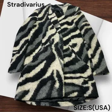 e1040 스트라디바리우스 제브라 패턴 롱 코트 S 사이즈