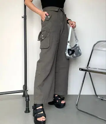 non-hedgg 허리 접이식 카고 데님 팬츠