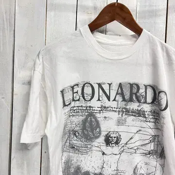 레어 다빈치 T셔츠 L 상당 화이트 인체도 위인 싱글 분위기계
