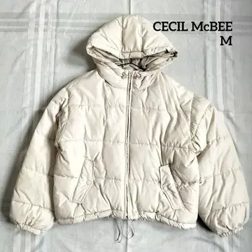 CECIL McBEE 후드 부착 다운 자켓 숏 베이지 M