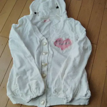 Tralala 하트 자수 화이트 후드티