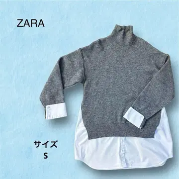 ZARA 콤비 포플린 니트 스웨터