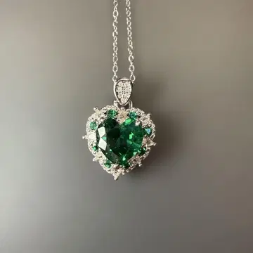 보석 목걸이 에메랄드풍 하트 미사용 새상품 세트 가능 733