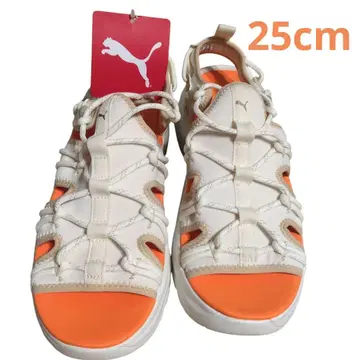 미사용 새상품 PUMA 시리아 웨지 샌들 화이트/오렌지 25cm