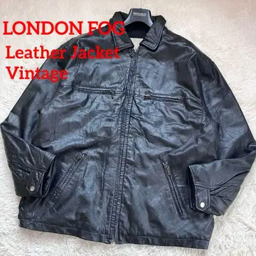 레어 LONDON FOG 빈티지 카 코트 천연 가죽 레더 XL 상당