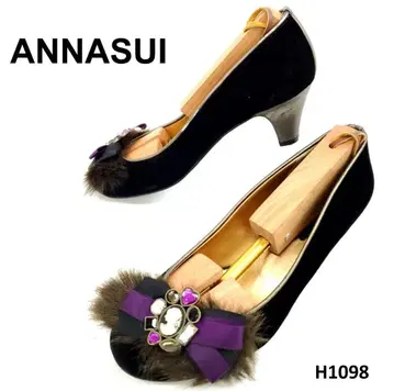 득템 안나수이 펌프스 라운드토 리본 퍼 비쥬 블랙