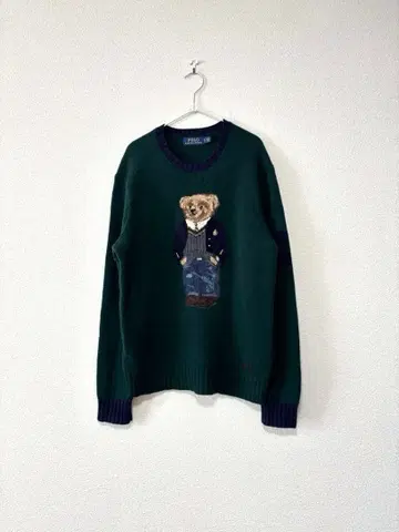 랄프 로렌 폴로베어 울 그린 니트 S
