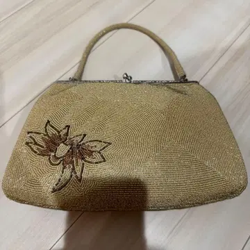 앤티크풍 비즈 자수 파티백 골드 꽃무늬 클러치백