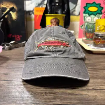 90s 물고기 자수 그레이 캡
