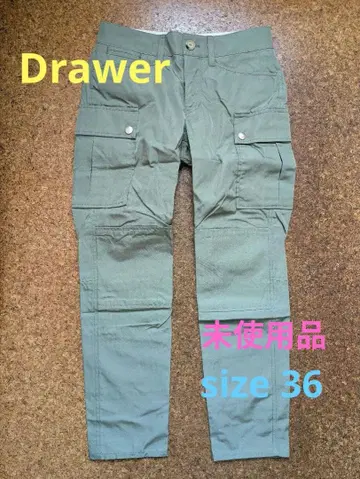 [ Drawer ] 미사용품 실크 100% 카고 팬츠 카키 size 36