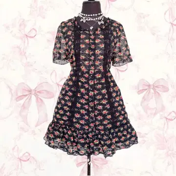 y2k axes femme 원피스 꽃무늬 도트 레이스 모리걸