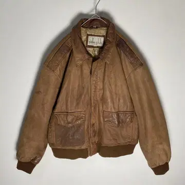 90s pelle club 천연 가죽 가죽 자켓 안감 맵 패턴 브라운 M