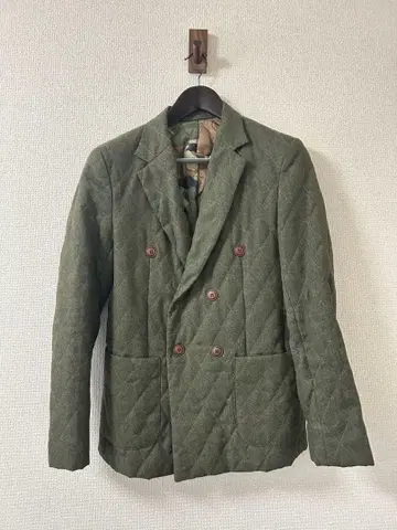 더블 퀼팅 자켓 그린 카키