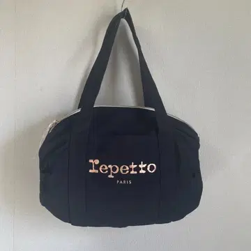 repetto 레페토 캔버스 보스턴 백 블랙/핑크 골드