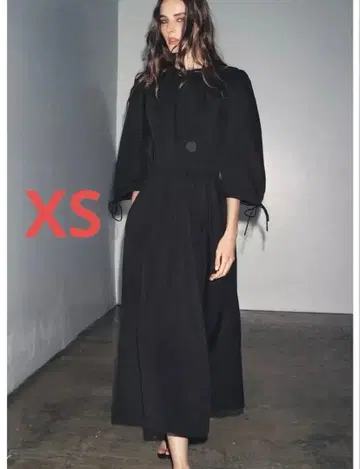 새상품 ZARA 개더 포플린 원피스 ZW 컬렉션 XS 블랙