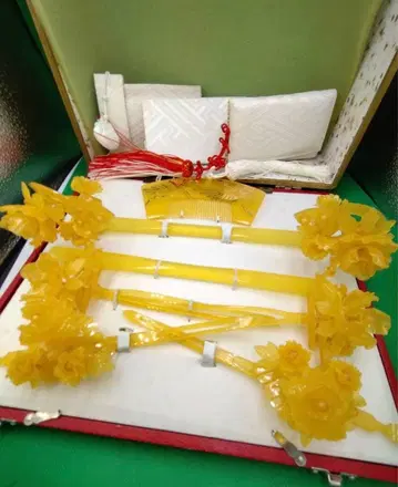 레트로 앤티크 혼례 헤어콤 일식 세트 박스형 시로무쿠 빗 비녀 하코세코