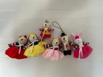 토끼 봉제 인형 스트랩 5개 세트