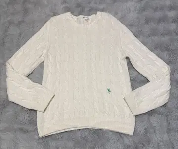sporty&rich 케이블 니트 스웨터 화이트 S 사이즈 자수 로고