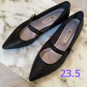 D.I.ANA 블랙 글리터 플랫슈즈 23.5