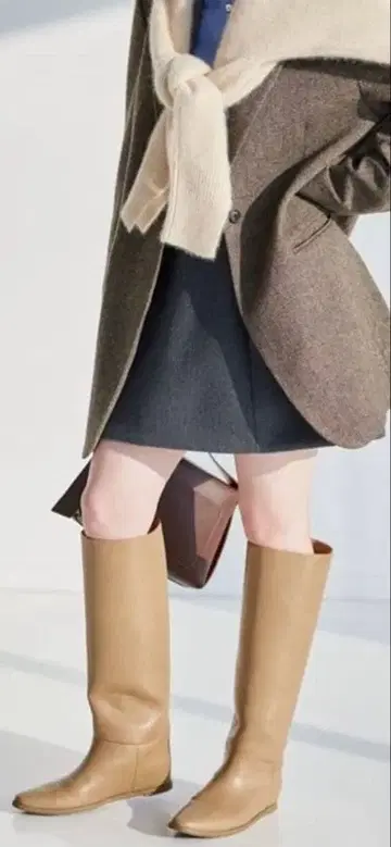 LE TALON 2cm 와이드 샤프트 롱 부츠 베이지 L