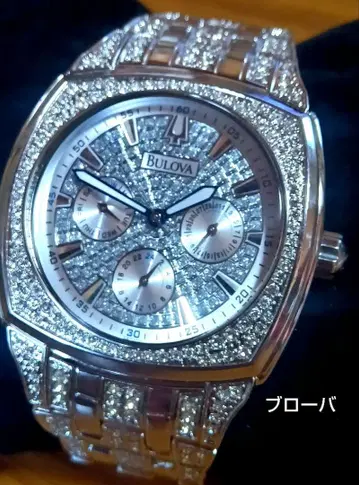 브로바 C876869 다이아풍 장식 데이데이트 남성용 손목시계 작동품