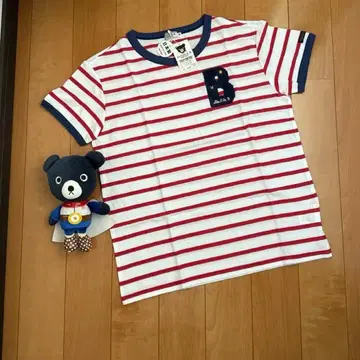 더블 B 사가 자수 보더 반팔 티셔츠 S(155-165) 미키하우스