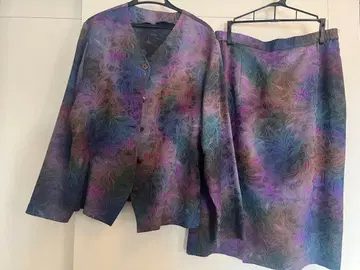 꽃무늬 스커트 셋업 보라색 청록색