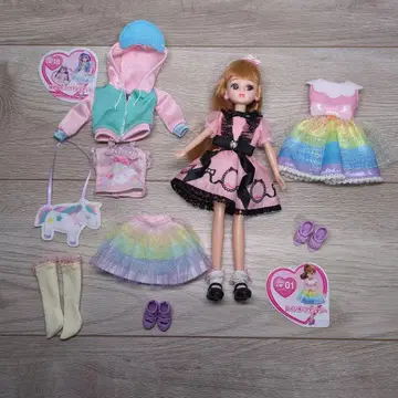 [ 묶음 판매 ] 리카짱 인형 본체 + 몽환룩 & 레인보우 드레스 세트