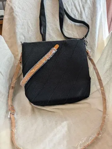 청록색 Blue Deer 천연 가죽 핸들 캔버스 숄더백 블랙 2way