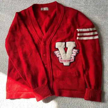VOX 레터드 가디건 빨간색 M