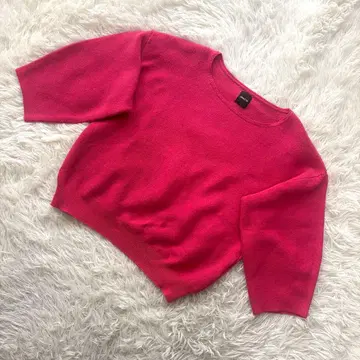 새상품급 도로시 [ M상당 ] 7부 소매 니트 실크 혼방 드롭 숄더 핑크