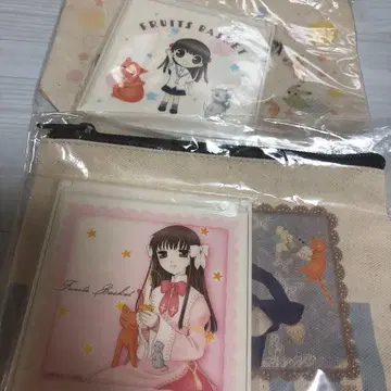 만복 가챠 후르츠 바스켓 데일리 파우치 & 거울 세트 A B 세트