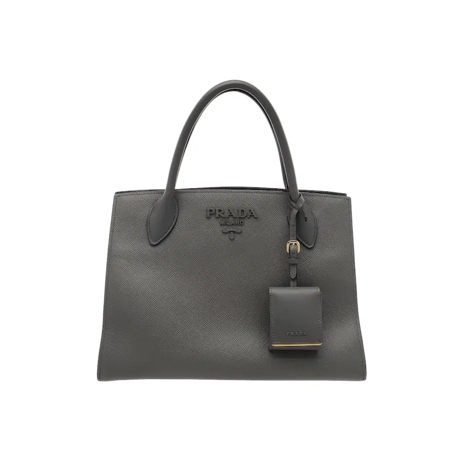 普拉达（Prada）Monochrome Saffiano 中号单肩包，中灰色