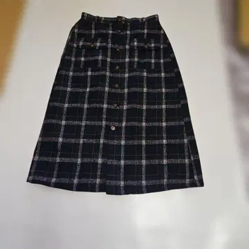 KUU; 네이비 계열 체크 타이트 스커트 사이즈 L