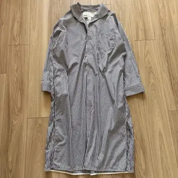 TICCA 티카 오픈 카라 셔츠 원피스 롱 스트라이프 네이비 x 화이트