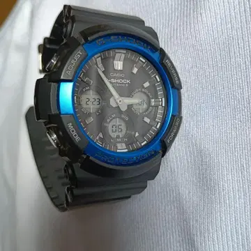 CASIO G-SHOCK 블랙/블루 전파 솔라 GAW-100B