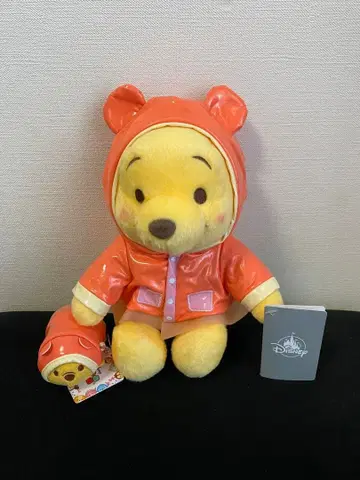 푸우 썸썸 봉제 인형 세트 비오는 날 레인코트 디즈니